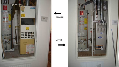 Before & After Heating Equipment Replacement Photo